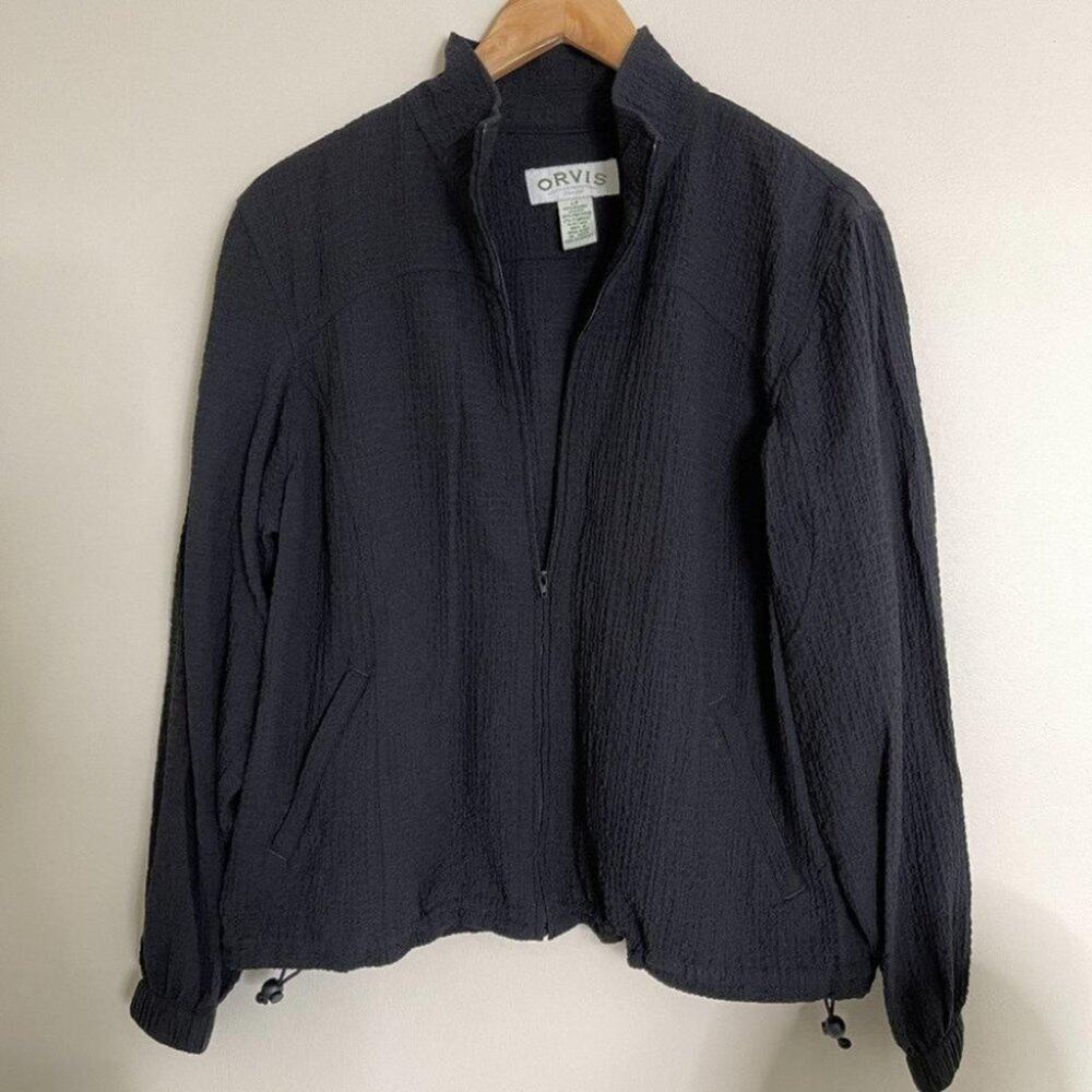 Orvis Black Jacket Crinkle Activewear Sz LP